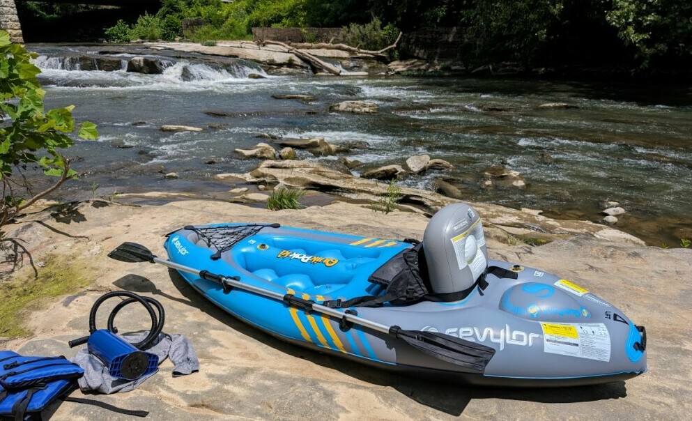 Sevylor QuickPak K1 inflatable kayak on the Hocking River